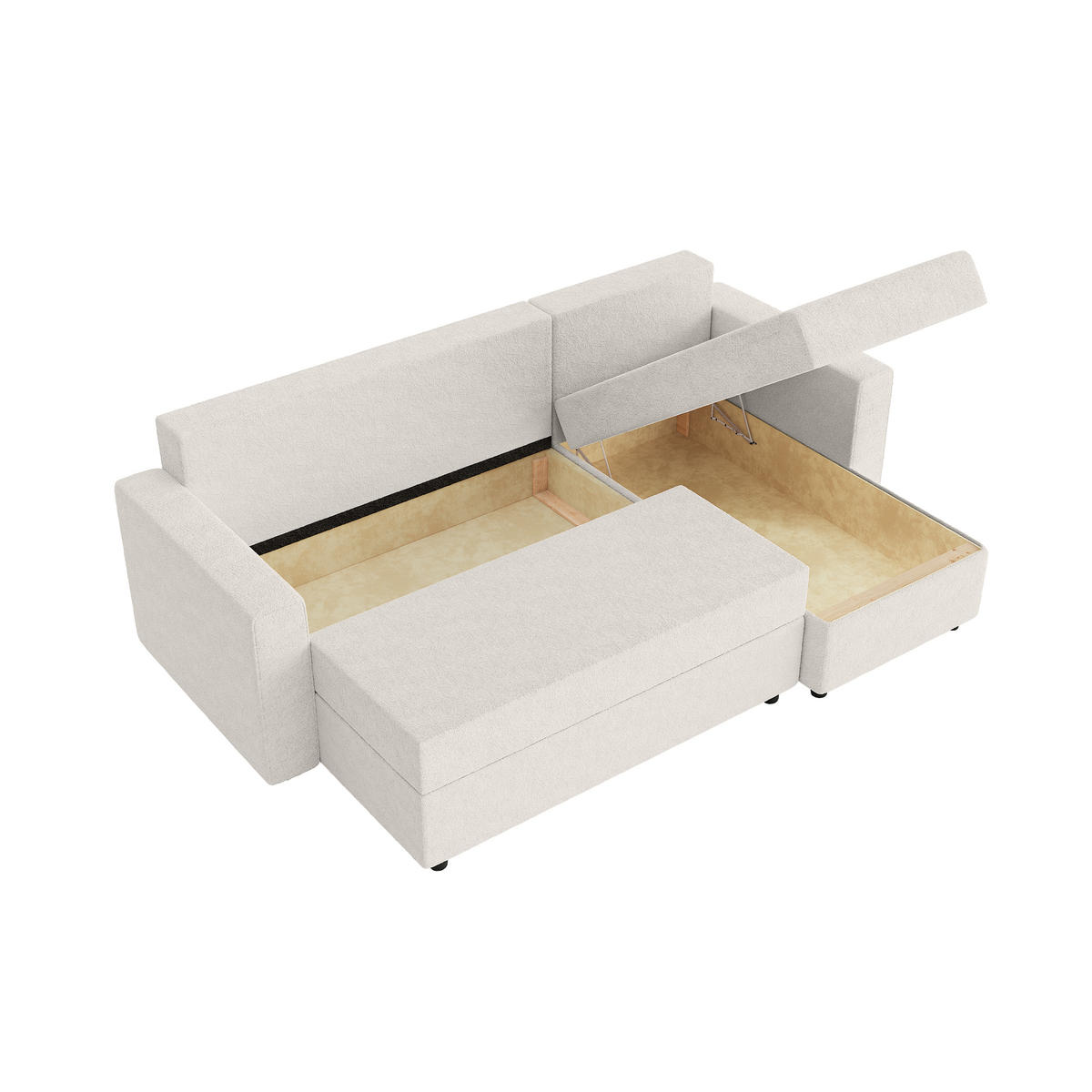 ECKSOFA Goka Lux L mit Schlaffunktion und 2 Bettkästen, Weiß - Weiß, Textil (230/146cm) - Fedve