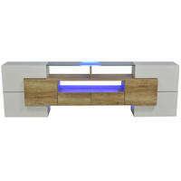 LOWBOARD 200/35/60 cm aus MDF mit LED-Beleuchtung Weiß/Naturfarben - Weiß, Holzwerkstoff (200/60/35cm) - Modenvie