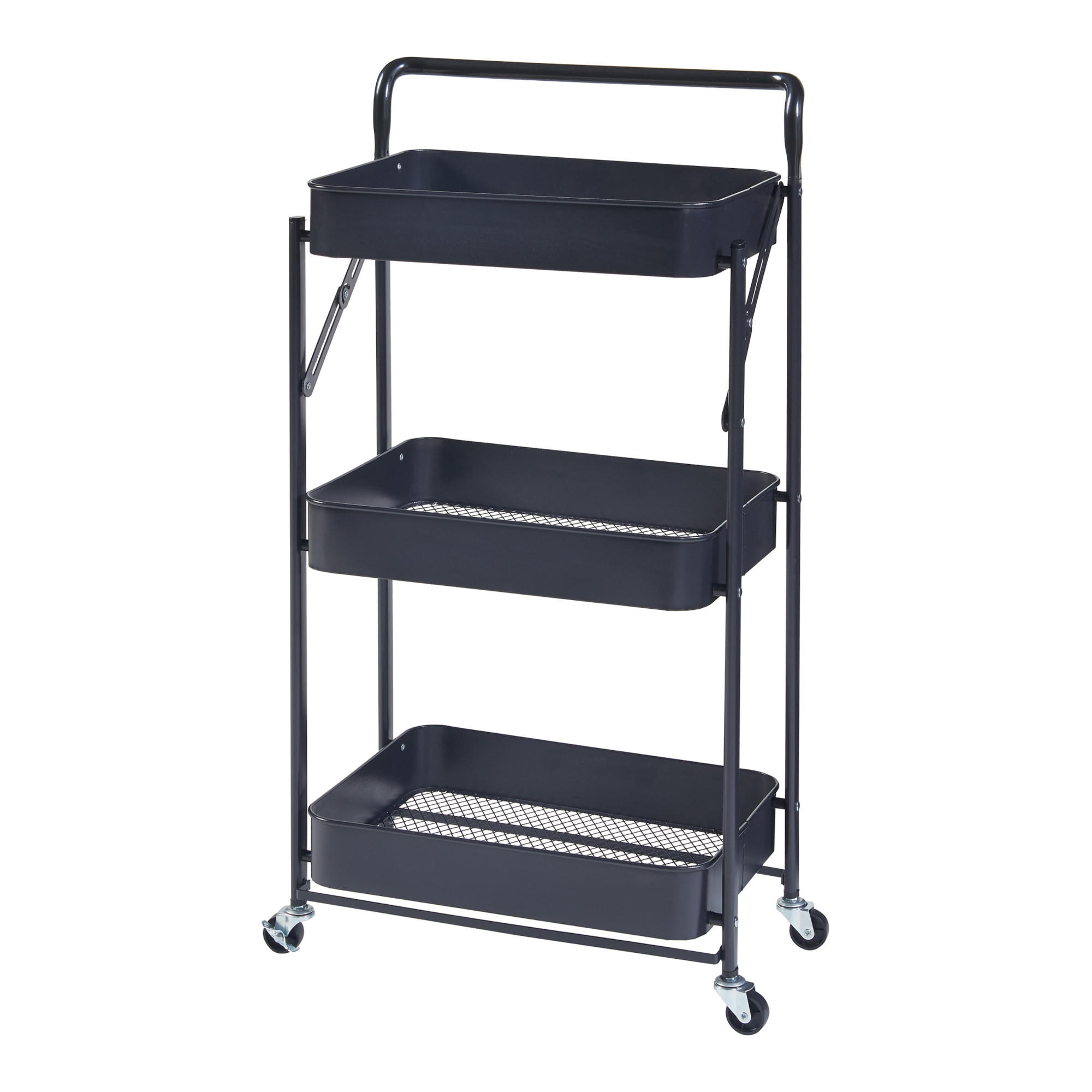 ROLLWAGEN Vörå - Schwarz, Metall (45/88/30cm) - [en.casa]