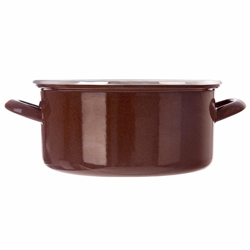 EMAILLIERTOPF Brown mit Griffen braun - Braun, Metall (26cm) - Orion 