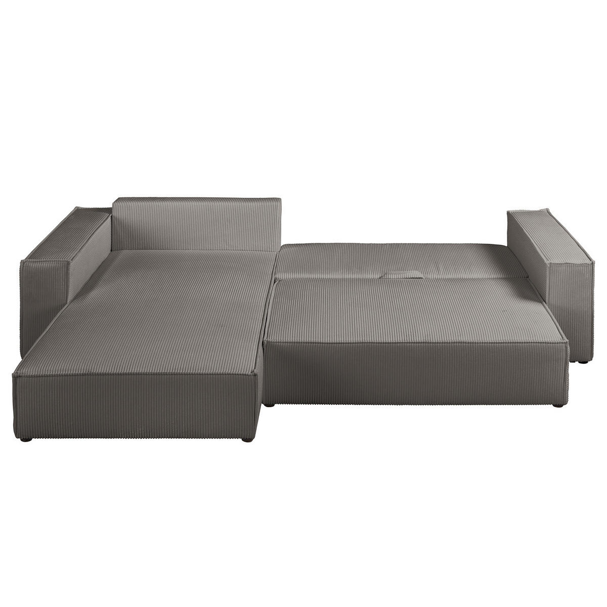 ECKSOFA mit Schlaffunktion - 290 cm - Schwarz/Grau, Kunststoff/Textil (290/185cm) - home24
