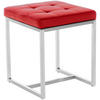 HOCKER Lederlook rot - Edelstahlfarben/Rot, Textil/Metall (40/48/40cm) - CLP