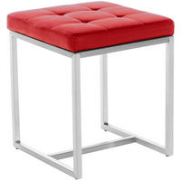 HOCKER Lederlook rot - Edelstahlfarben/Rot, Textil/Metall (40/48/40cm) - CLP