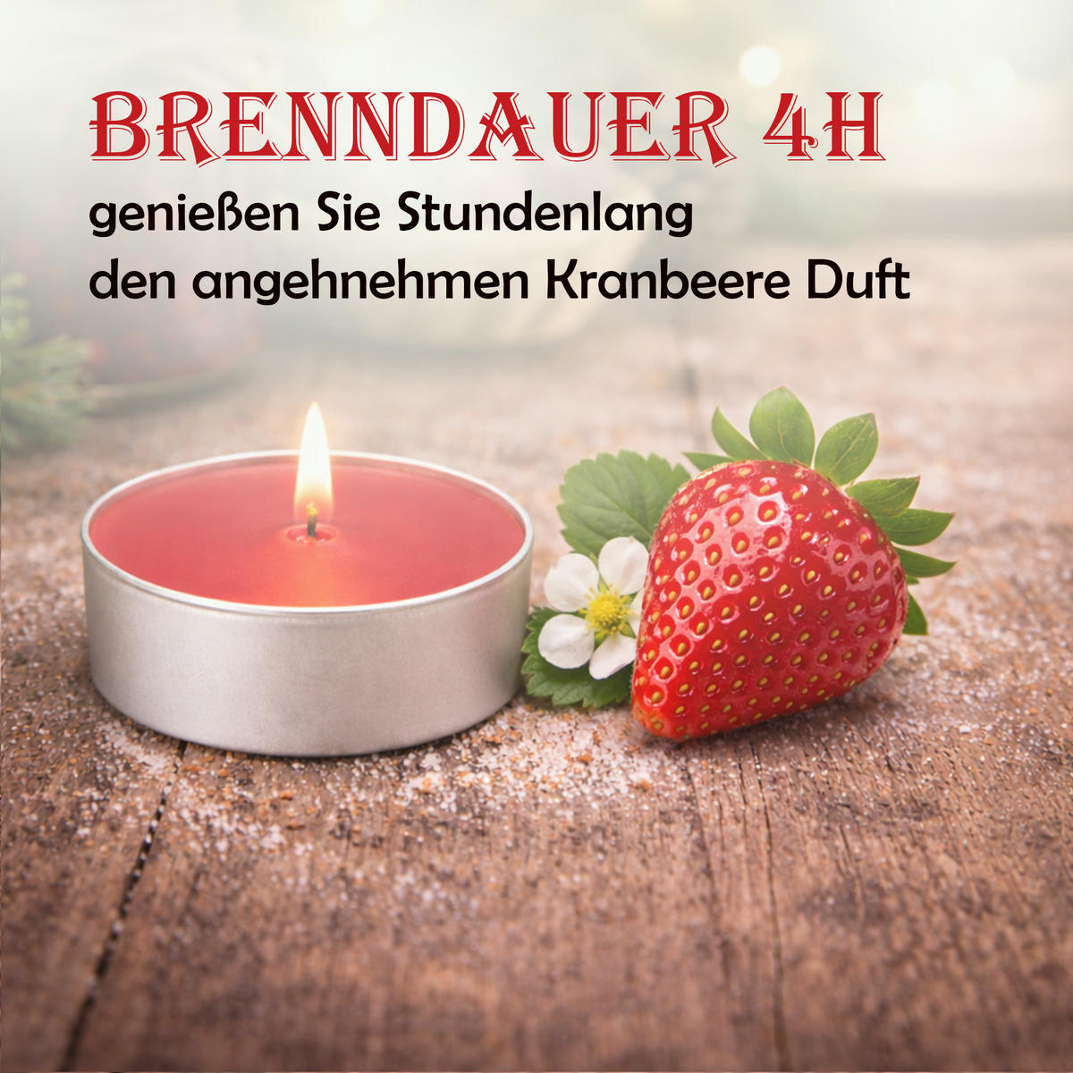TEELICHT mit Duft - Erdbeere - 18er Pack - Rot, Naturmaterialien (4/1.5/4cm) - HS Candle