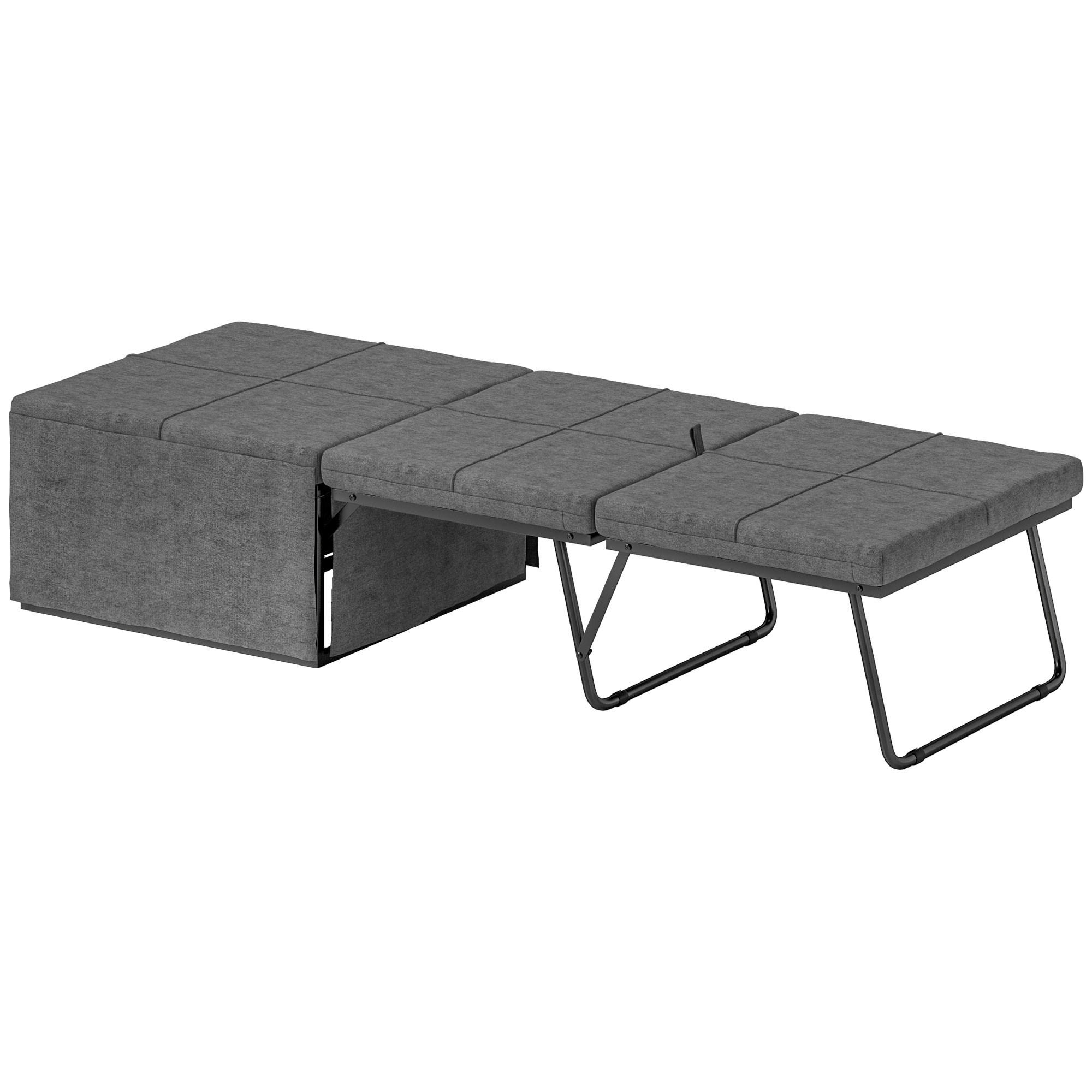 KLAPPBETT ca. 190x60 cm Gästebett mit 8cm Schaumstoff Matratze, Grau - Grau, Textil/Metall - HOMCOM