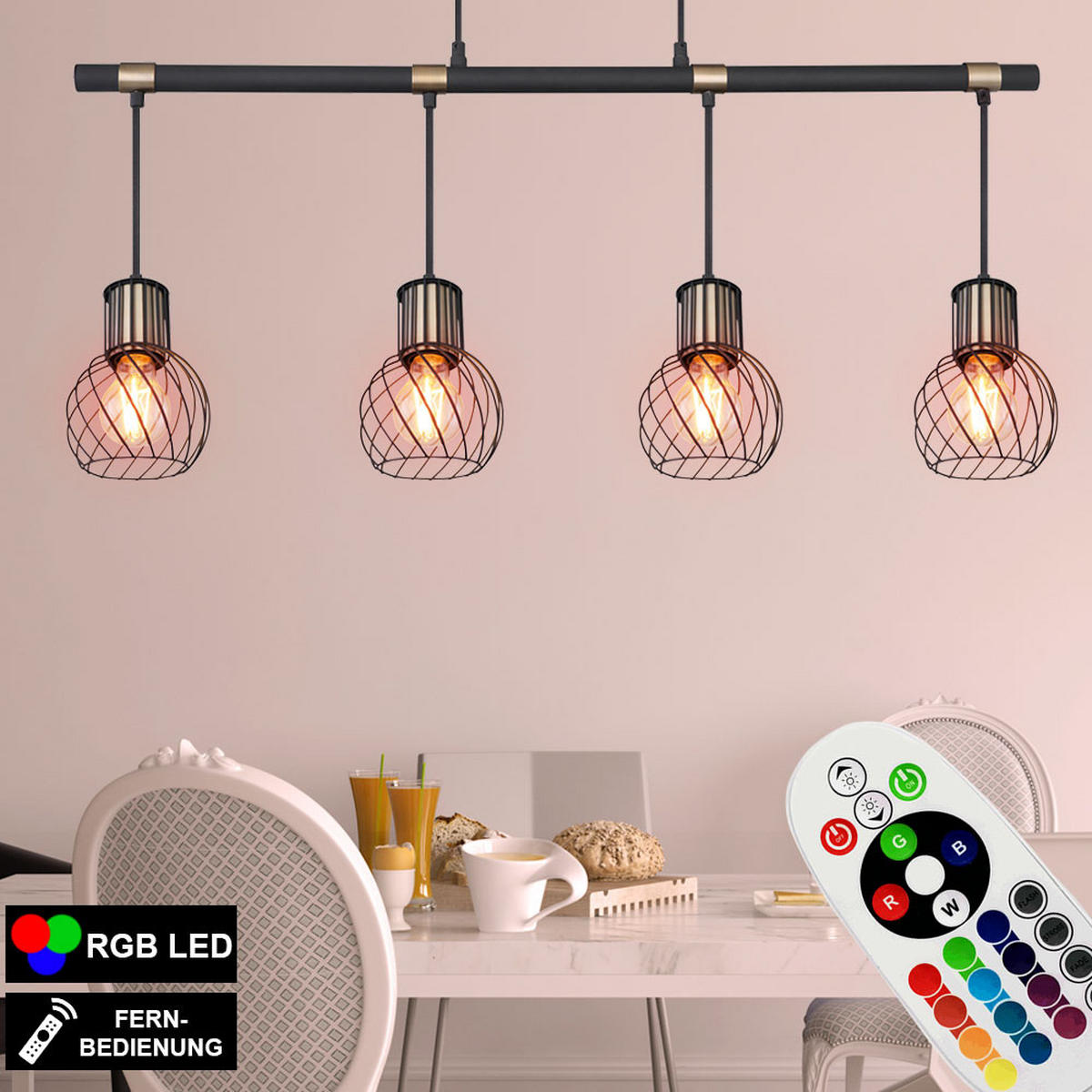 LED HÄNGELEUCHTE ARGUSTO Schwarz Metall - Schwarz, Metall (87/12/120cm)