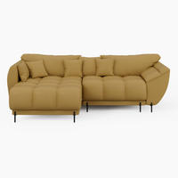 ECKSOFA LEGRO Links Gelb Velours Pet Friendly L-Form Couch mit Schlaffunktion & Bettkasten - Gelb/Schwarz, Holz (180/285cm) - Barchello
