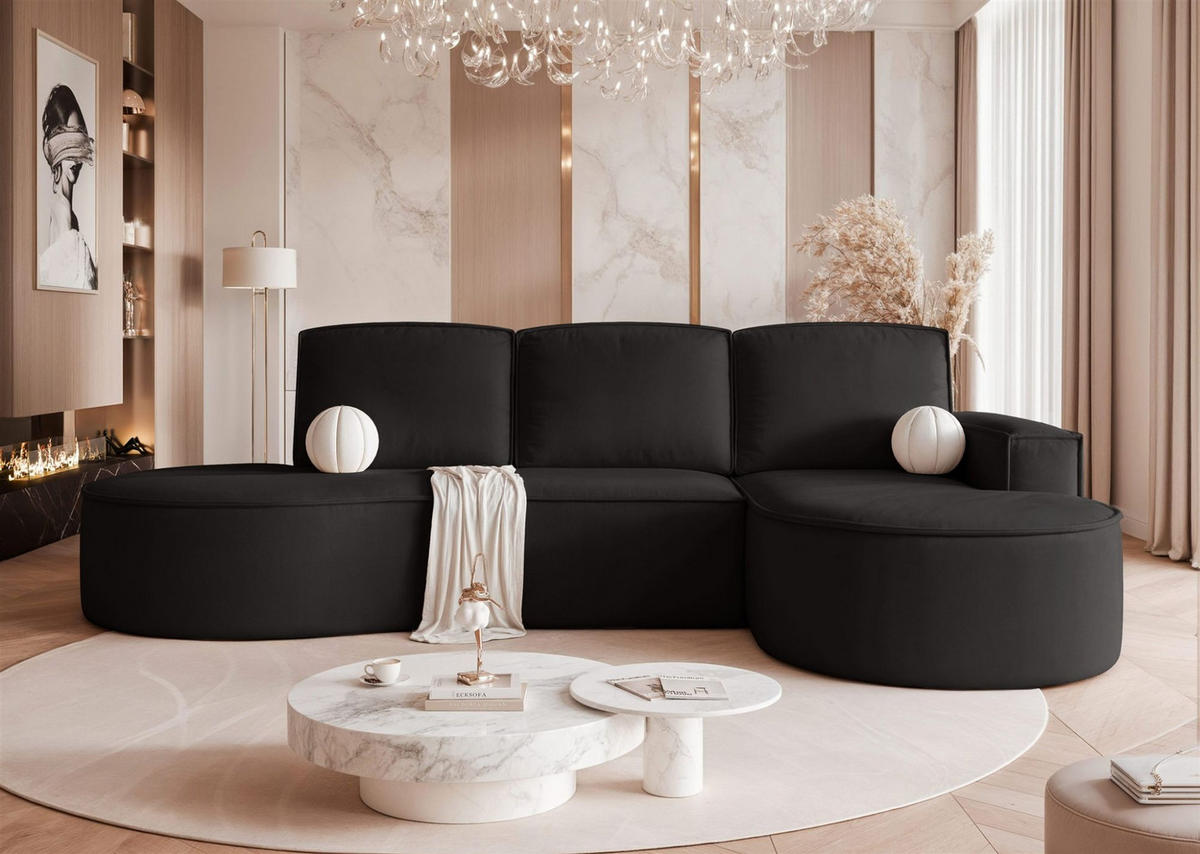 ECKSOFA Arlet Mit Schlaffunktion - Schwarz, Holzwerkstoff/Textil (156/277cm) - Fun Möbel