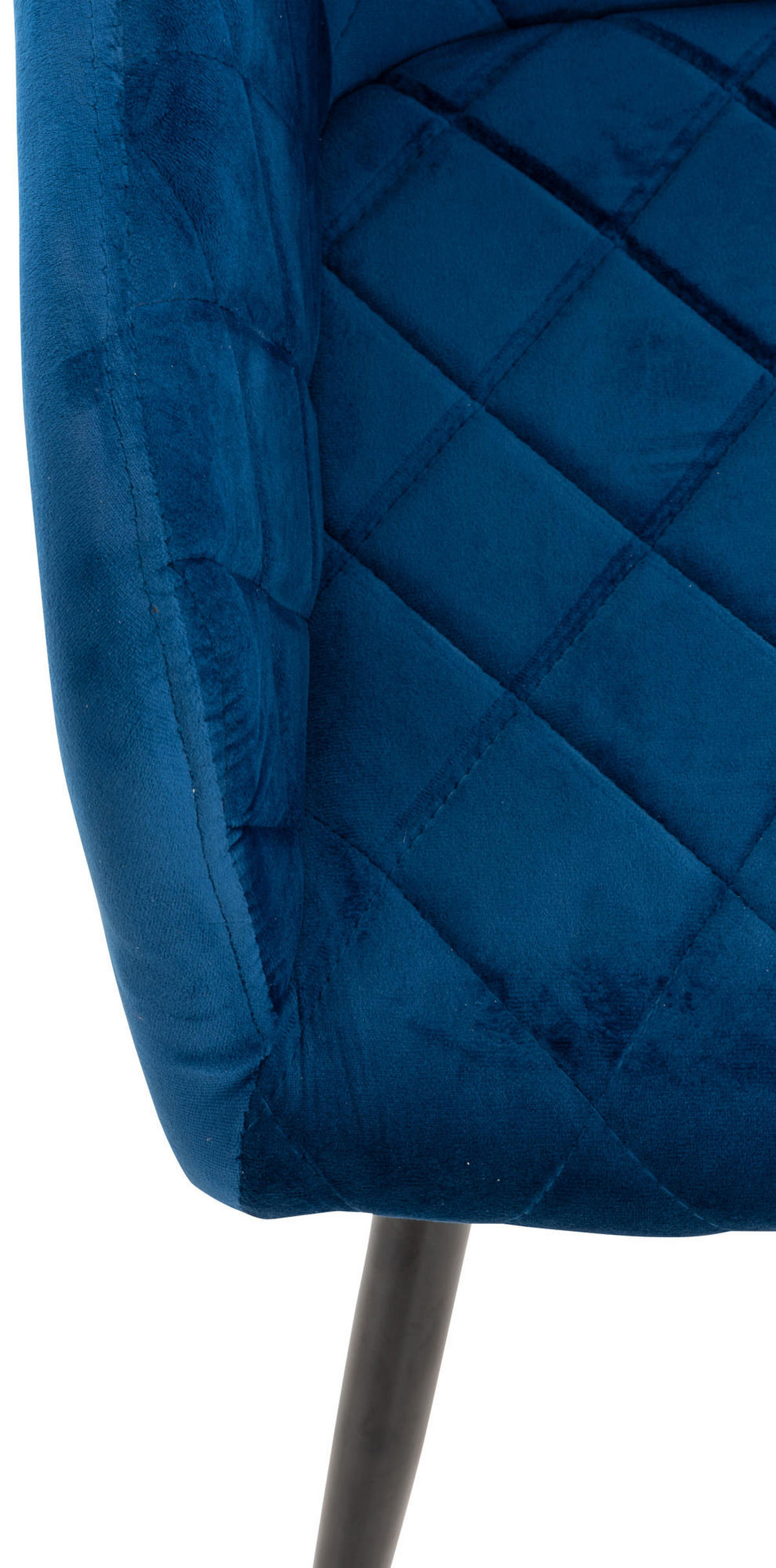 ESSZIMMERSTUHL Shyva Samt, Gestell Metall matt Schwarz Blau - Blau/Schwarz, Textil/Metall (47/84/44cm) - TPFLiving