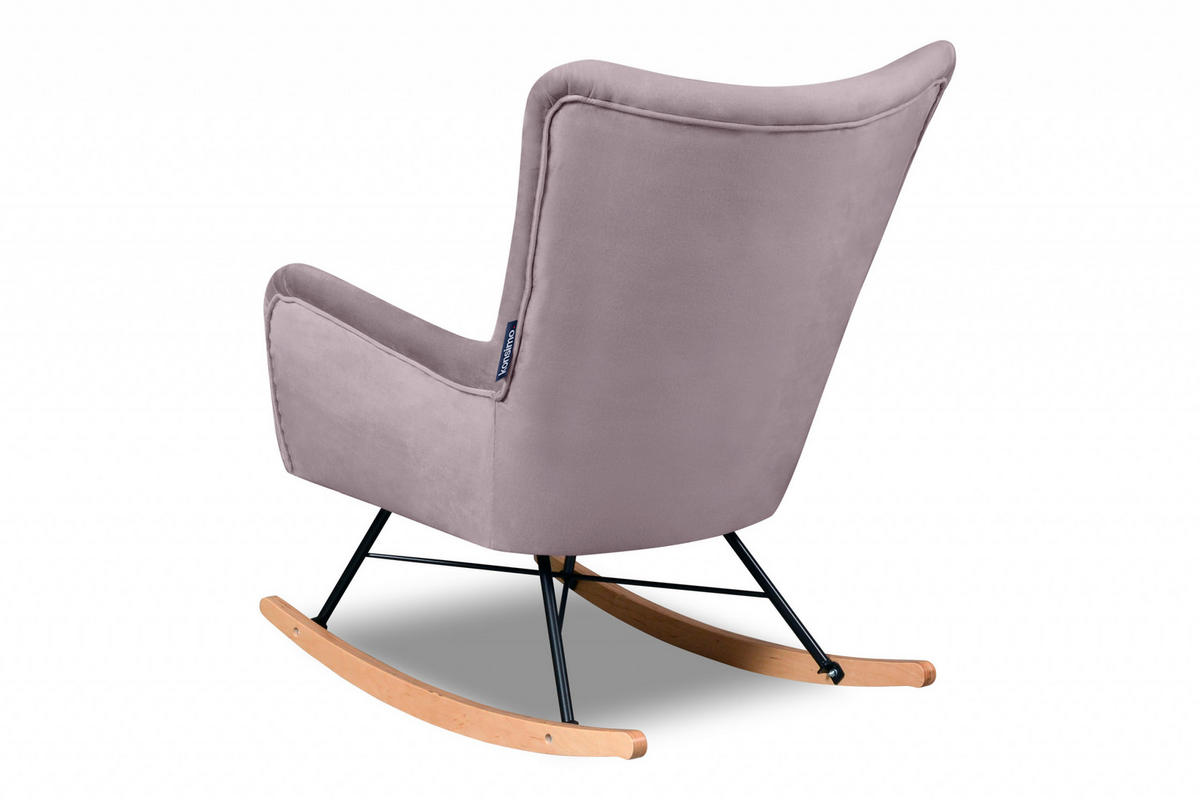 SCHAUKELSESSEL ADDUCTI pflegeleichter Veloursstoff, Rosé - Pink/Eichefarben, Holz/Textil (75/94/112cm) - KONSIMO®