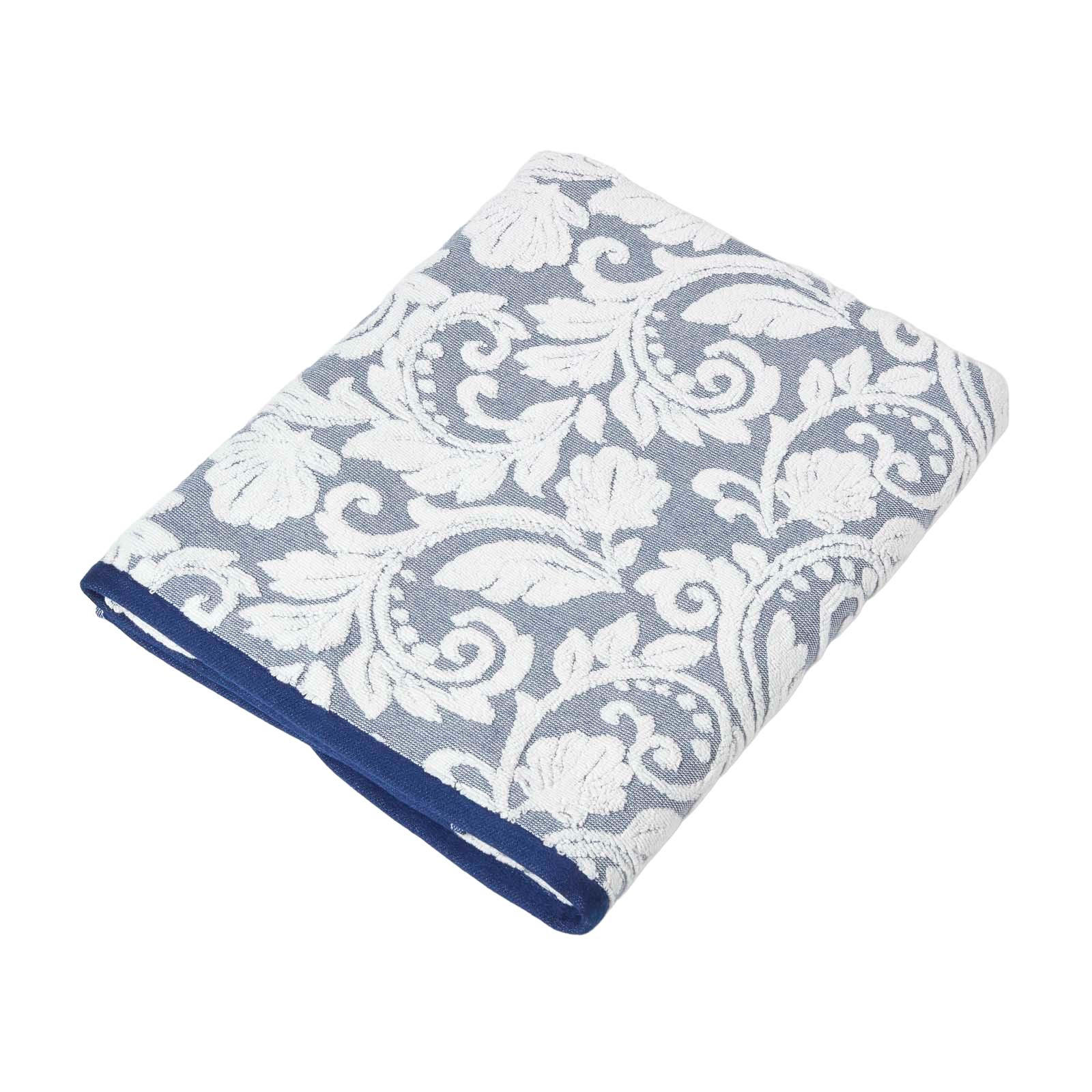 BADETUCH Damast dunkelblau 100/150 cm - Dunkelblau, Textil (100/150cm) - Homescapes