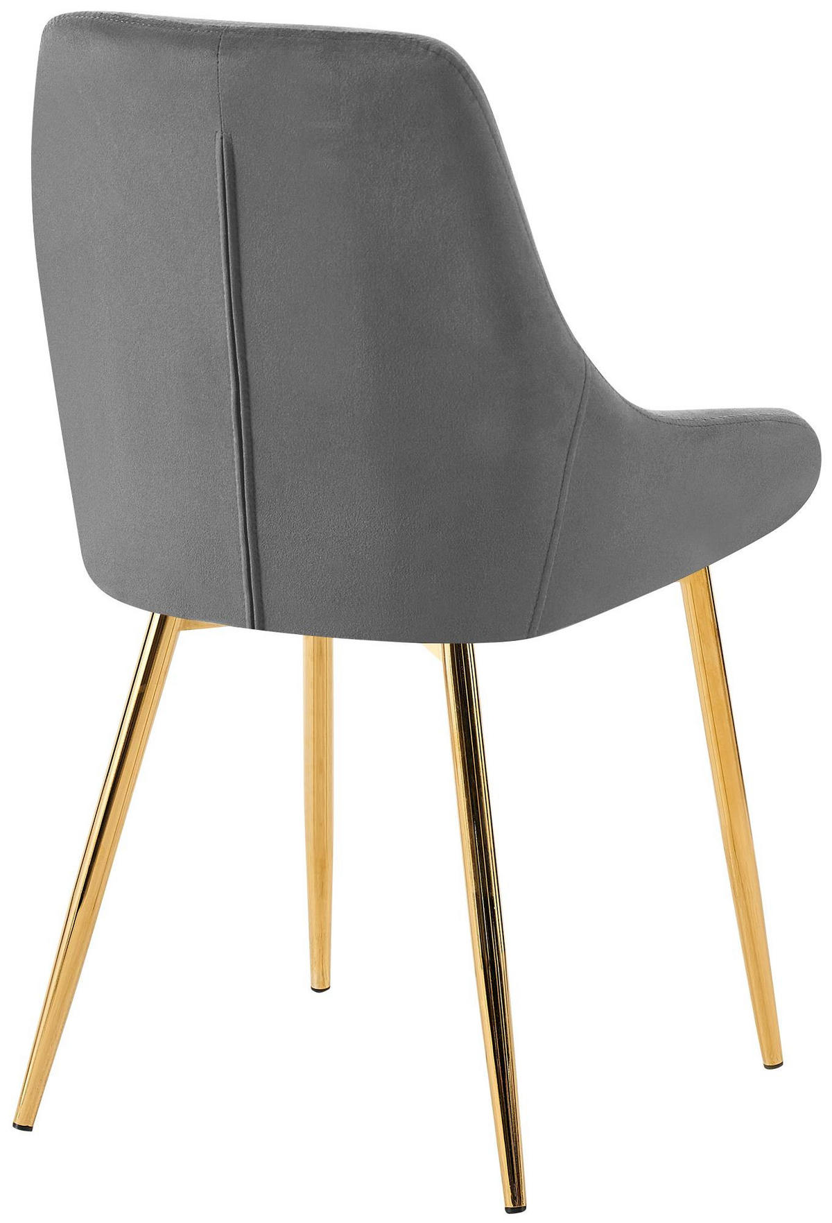STUHL Samt Dunkelgrau - Dunkelgrau/Goldfarben, Textil (50/86/53cm) - CLP