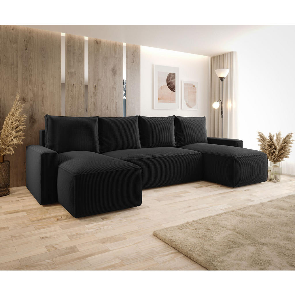 Thumbnail - Bedante Wohnlandschaft, Schwarz, Textil, U-Form, 300x75x140 cm, Wohnzimmer, Sofas & Couches, Wohnlandschaften, Wohnlands...
