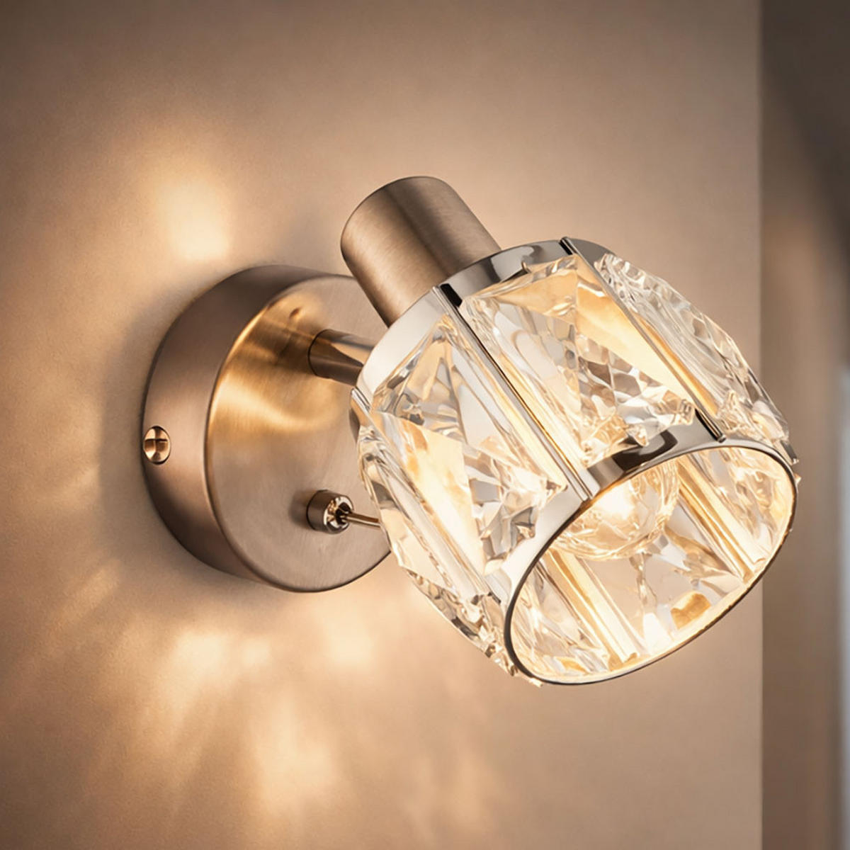 WANDLEUCHTE KRIS Silber Kristalloptik - Silberfarben, Glas (9.2/12.5/16cm) - Globo Lighting