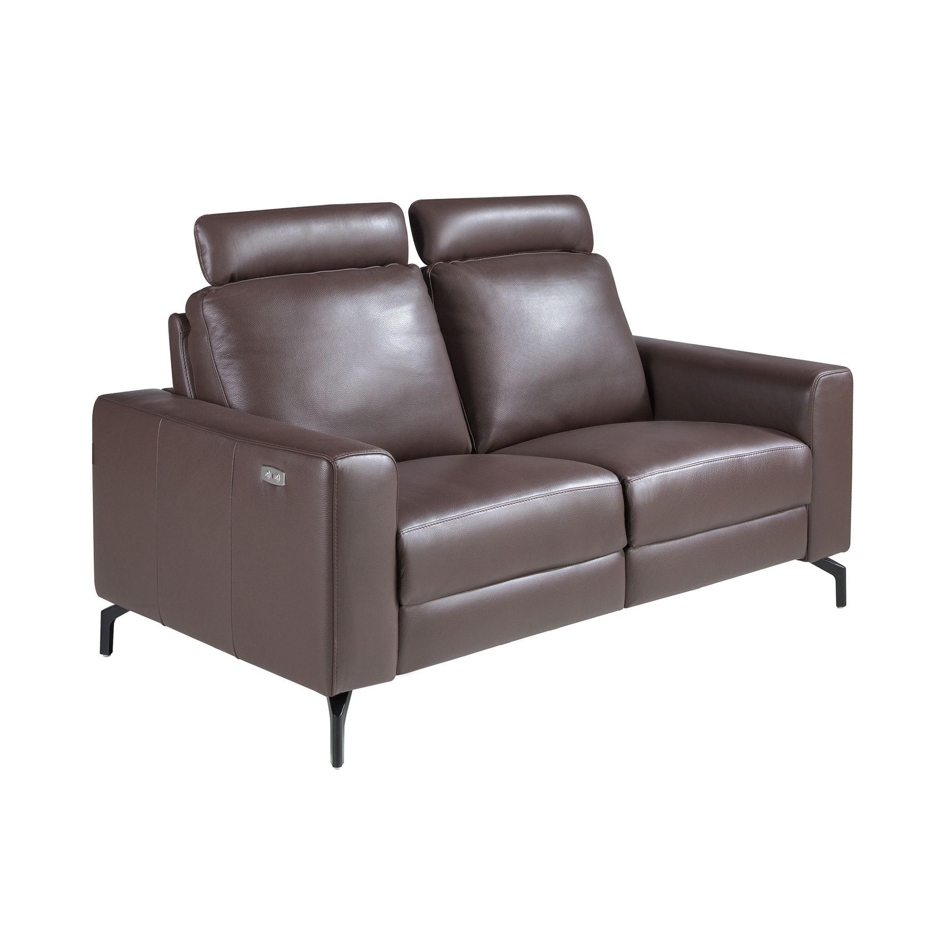 SOFA 2-Sitzer-Relax aus schokoladenbraunem Leder 166/98/89 cm - Dunkelbraun/Schwarz, Leder/Metall (166/89/98cm) - ANGEL CERDA