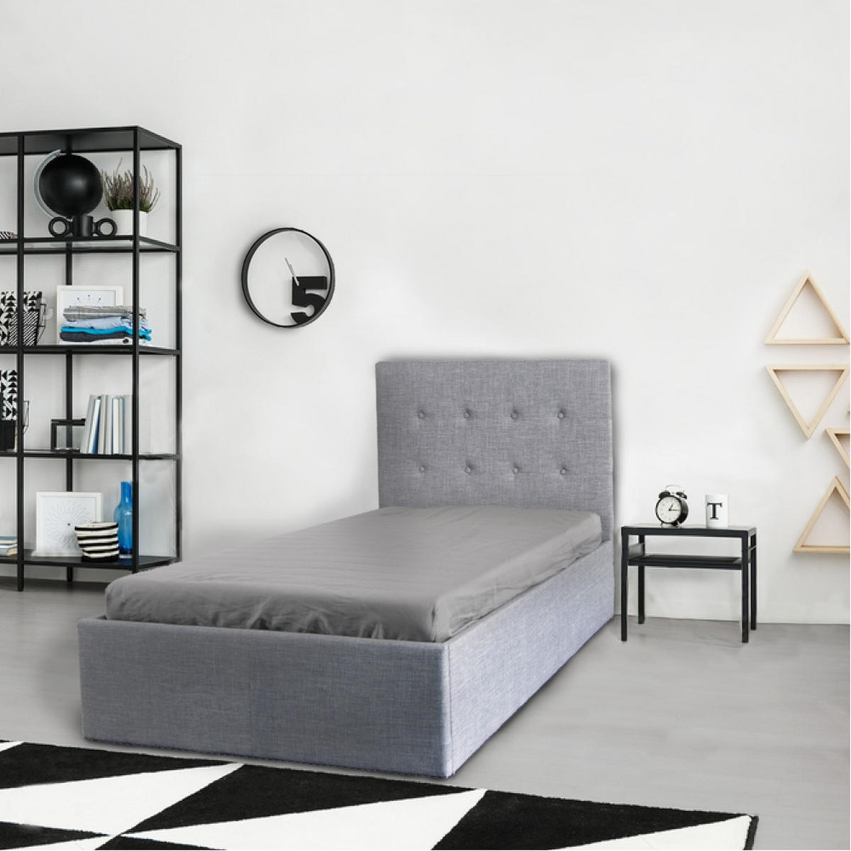 BETT PARMA mit Lattenrost 90x190 - Grau - Grau, Holz/Holzwerkstoff (90/190cm) - Weber Industries