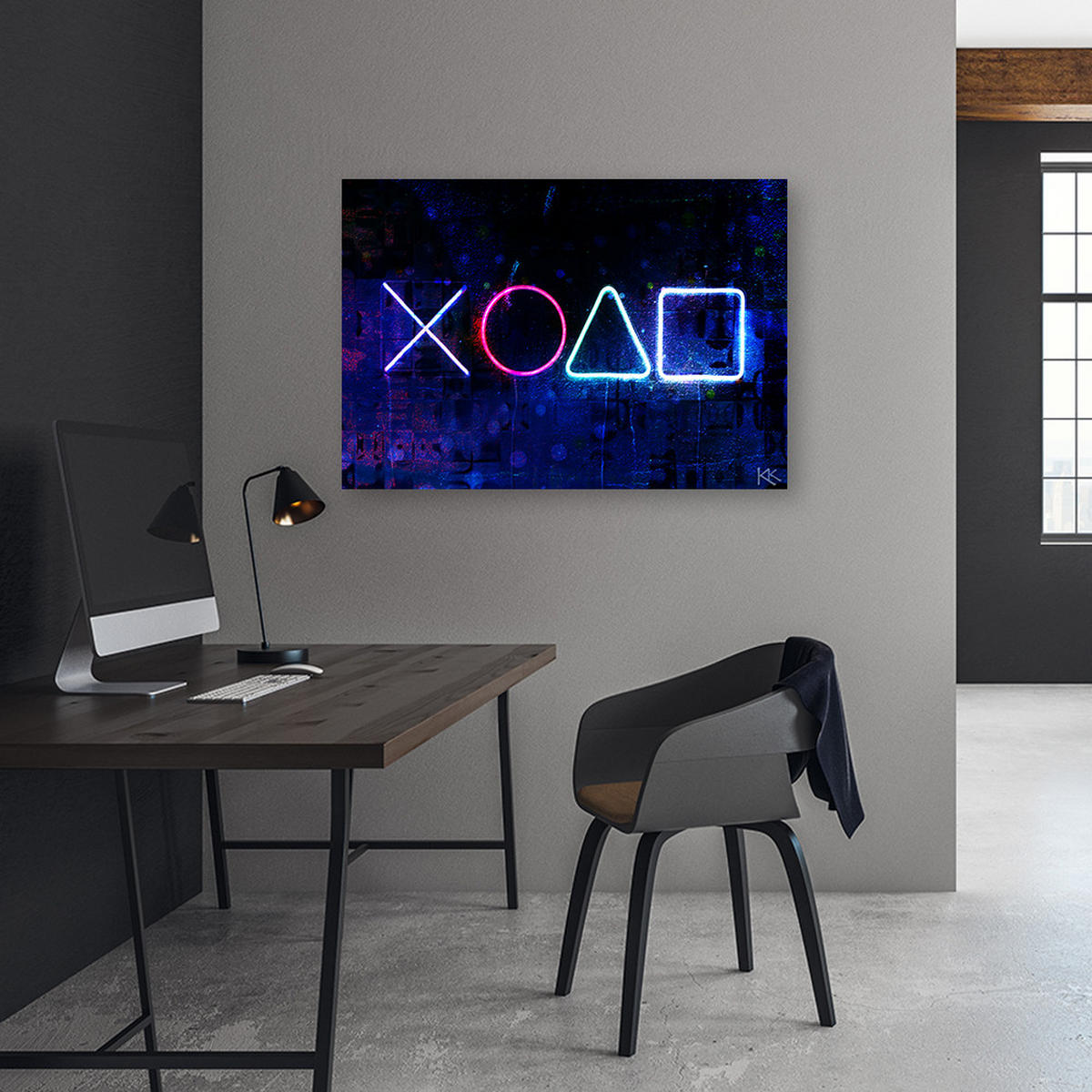 WANDBILD spielkonsole gamer controller - Lila, Textil (60/40cm) - Feeby