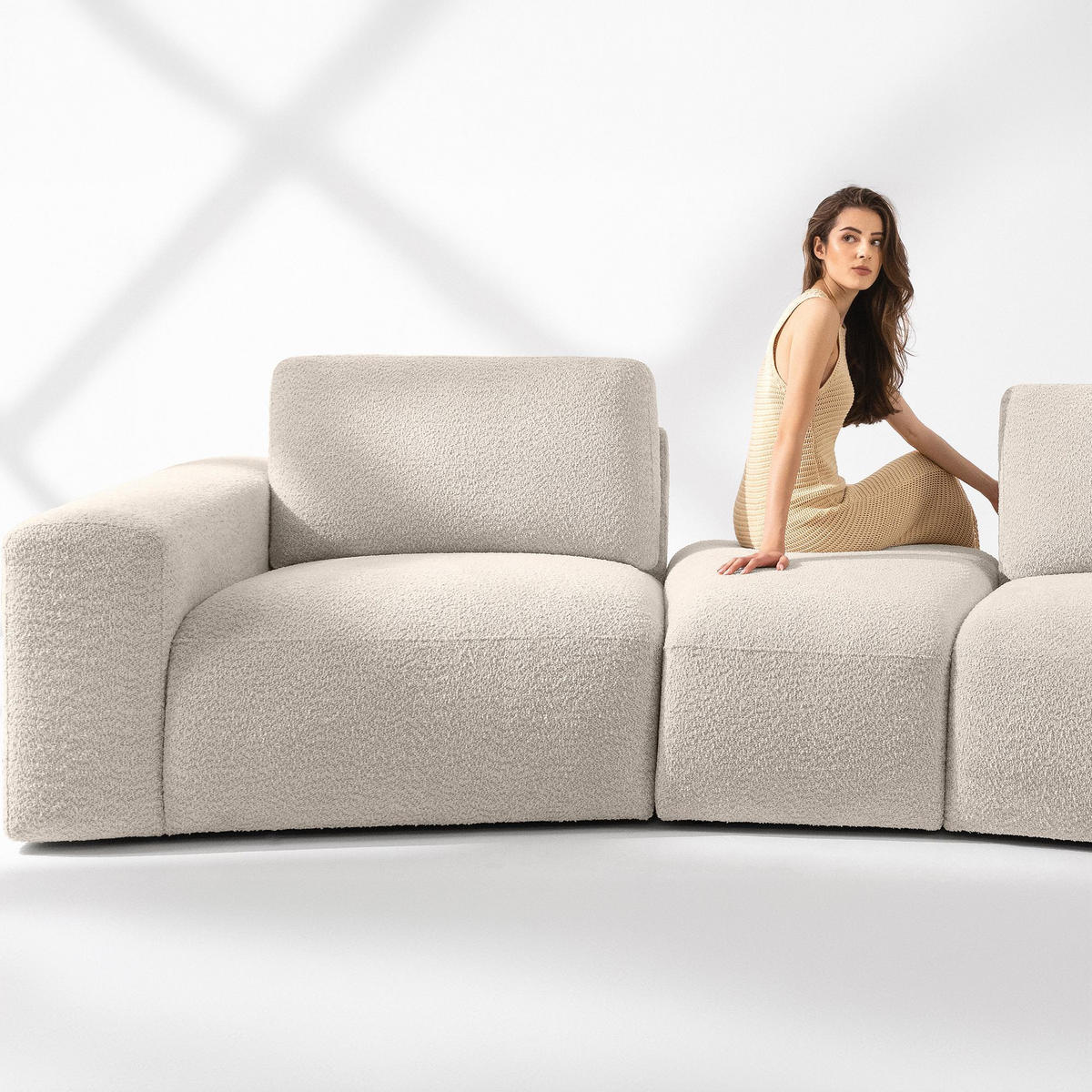 5-SITZER ECKSOFA ZUCCO Boucle rechts, Beige - Beige, Textil (430/84/105cm) - KONSIMO®