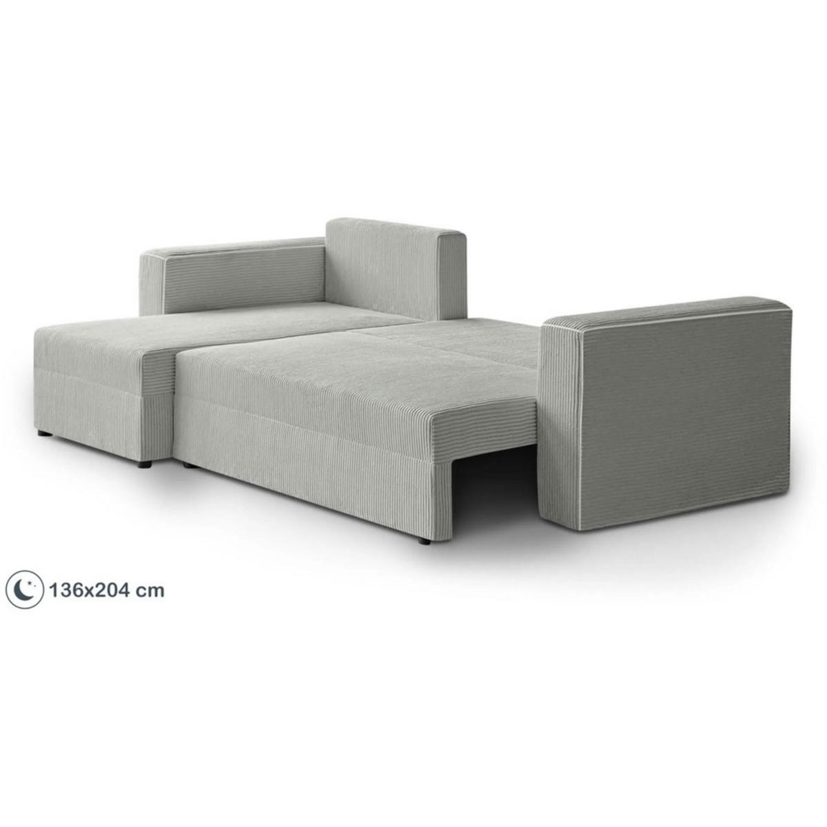 ECKSCHLAFSOFA Hamlet L Gelb - Gelb/Schwarz, Textil/Metall (241/142cm) - Beautysofa