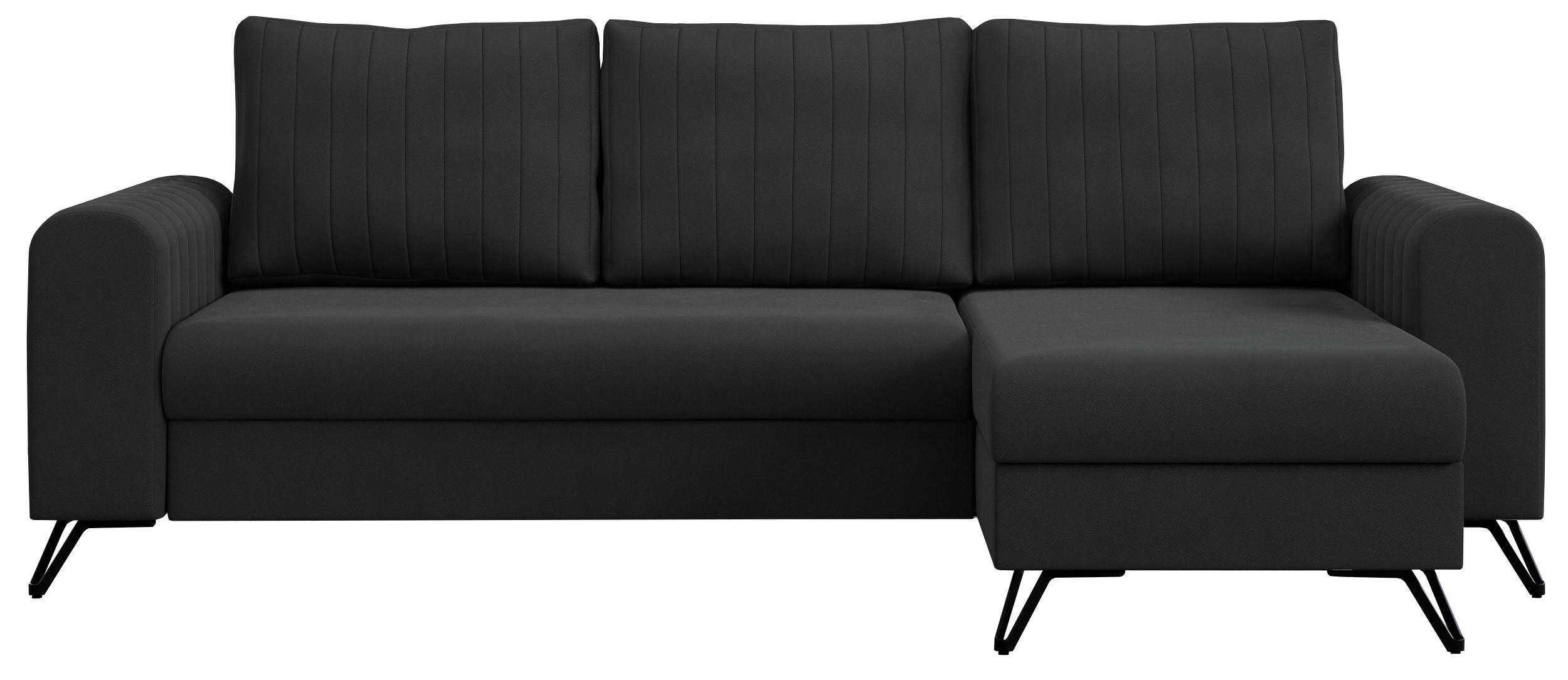 ECKSOFA Axel Samt Dunkelgrau - Dunkelgrau/Schwarz, Textil/Metall (242/140cm) - MKS