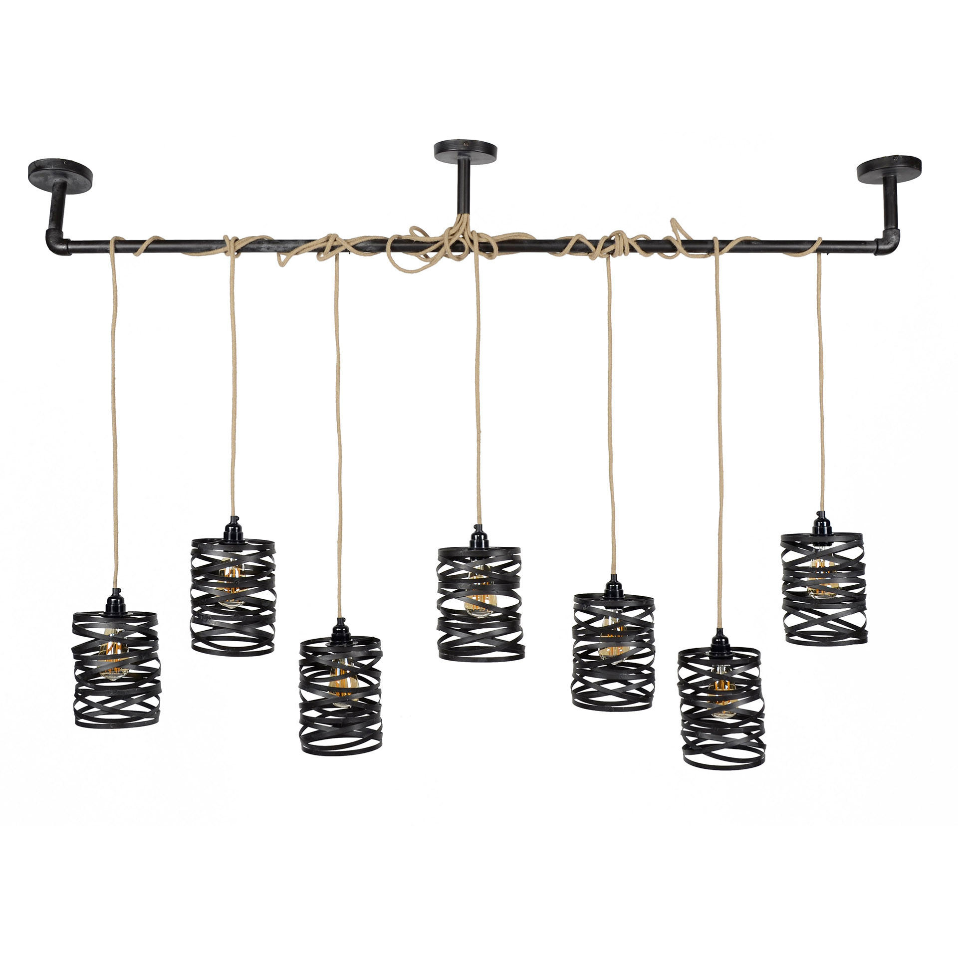 HÄNGELEUCHTE Twist Schwarz 157/15/ 150 cm - Schwarz, Metall (157/15/150cm) - Hoyz Collection