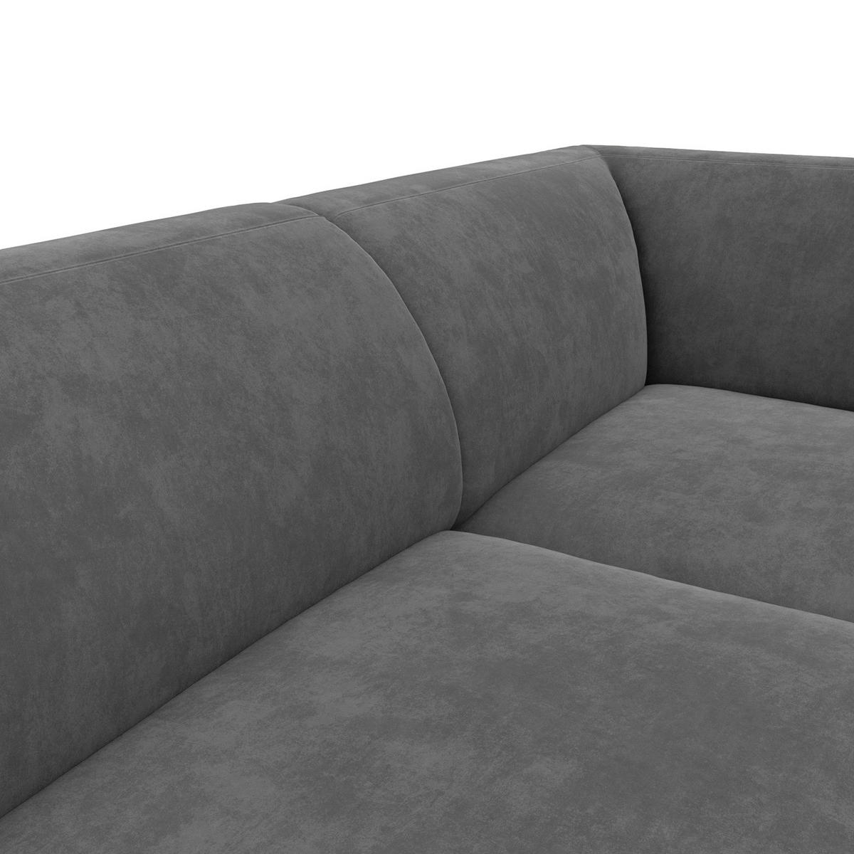 2,5-SITZER ECKSOFA mit Ottomane - Schwarz/Grau, Textil/Metall (252/205cm) - home24