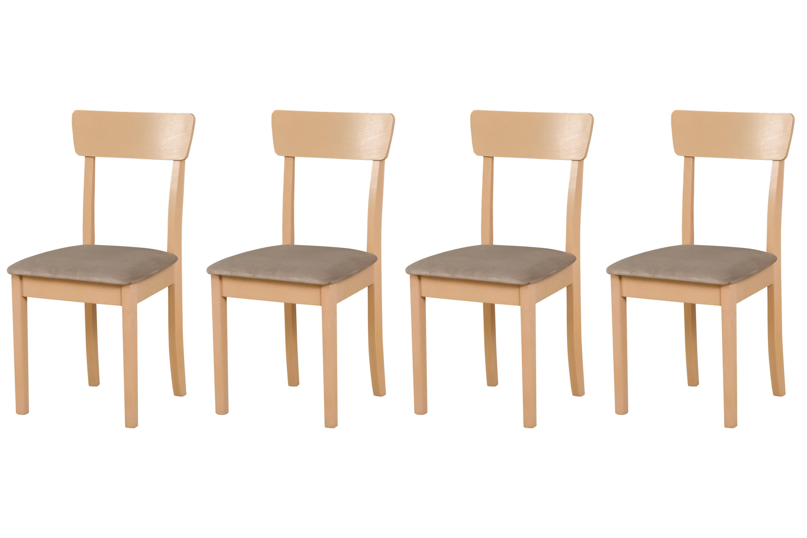 STUHL Hugo 1 (4er Set) - Beige/Sonoma Eiche, Holz (43/86/40cm) - Leaf Design