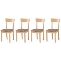 STUHL Hugo 1 (4er Set) - Beige/Sonoma Eiche, Holz (43/86/40cm) - Leaf Design