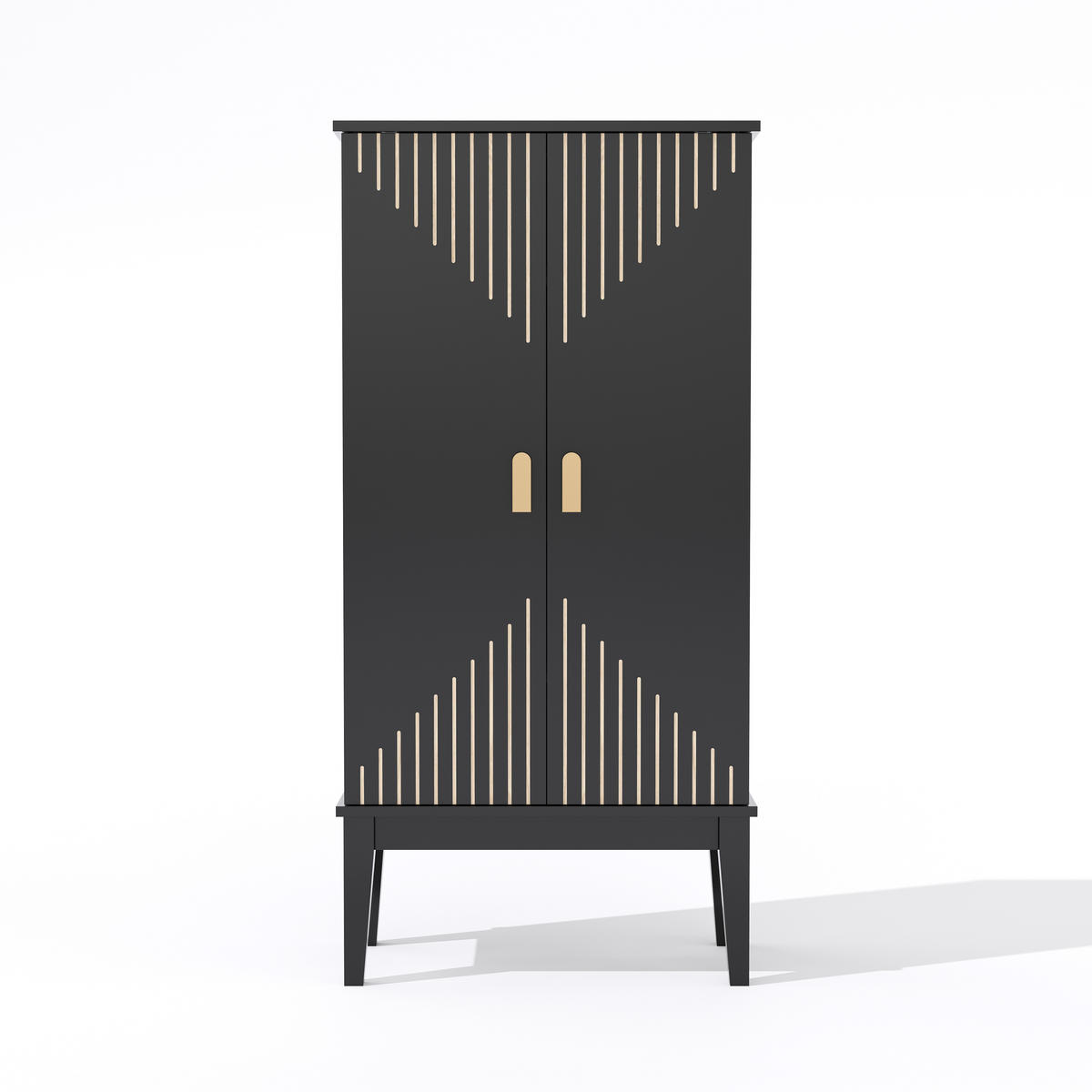 SIDEBOARD in Schwarz mit 2-Tür-Aufbewahrungsschrank für Küchen, Wohnzimmer und Flur, B59/T30/H120 cm - Schwarz, Holzwerkstoff (59/120/30cm) - STILVORA