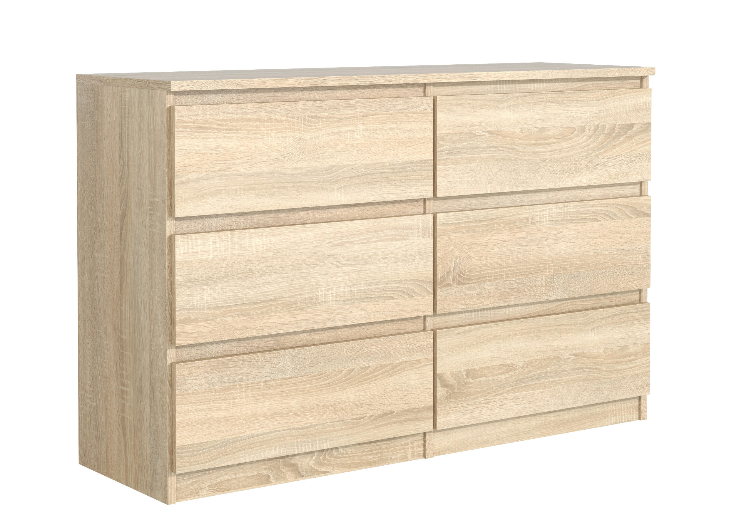KOMMODE NUDO 120/78,5/39cm mit 6 Schubladen Türen Sonoma Eiche - Sonoma Eiche, Holzwerkstoff (120/78.5/39cm) - MASSENO