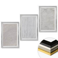 WANDBILDER 3er Set - 40x60 cm Silberner Rahmen - Sandmuster geometrische Strukturen - Silberfarben, Kunststoff (40/60cm) - ArtPrintCave