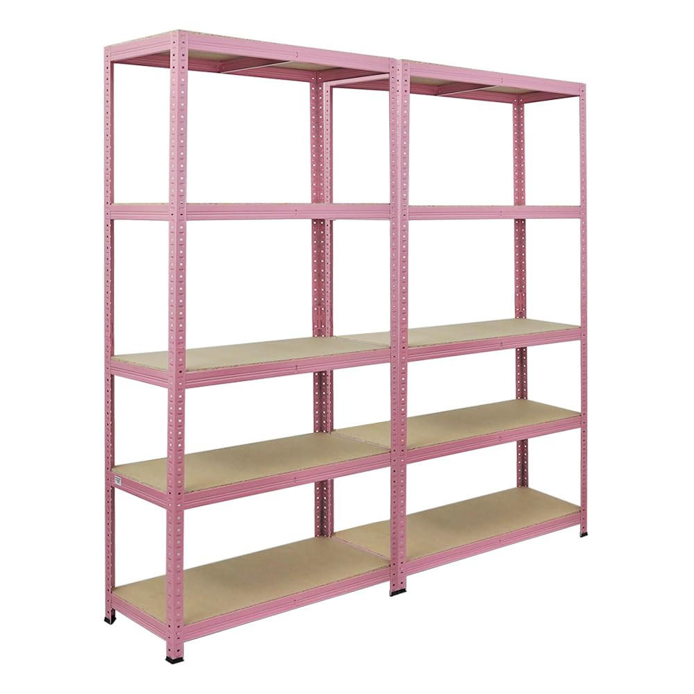 WOHNREGAL Pink Lady 2er-Set mit 2x 180x90x40cm Fachlast 175 kg 5 Ebenen Pink - Pink, Metall (180/180/40cm) - PROREGAL