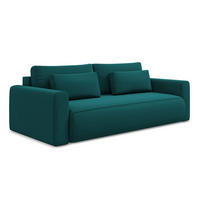 3-SITZER SOFA mit Schlaffunktion Samt Stoff Blau - Blau/Petrol, Kunststoff/Textil (238/82/105cm) - Makamii