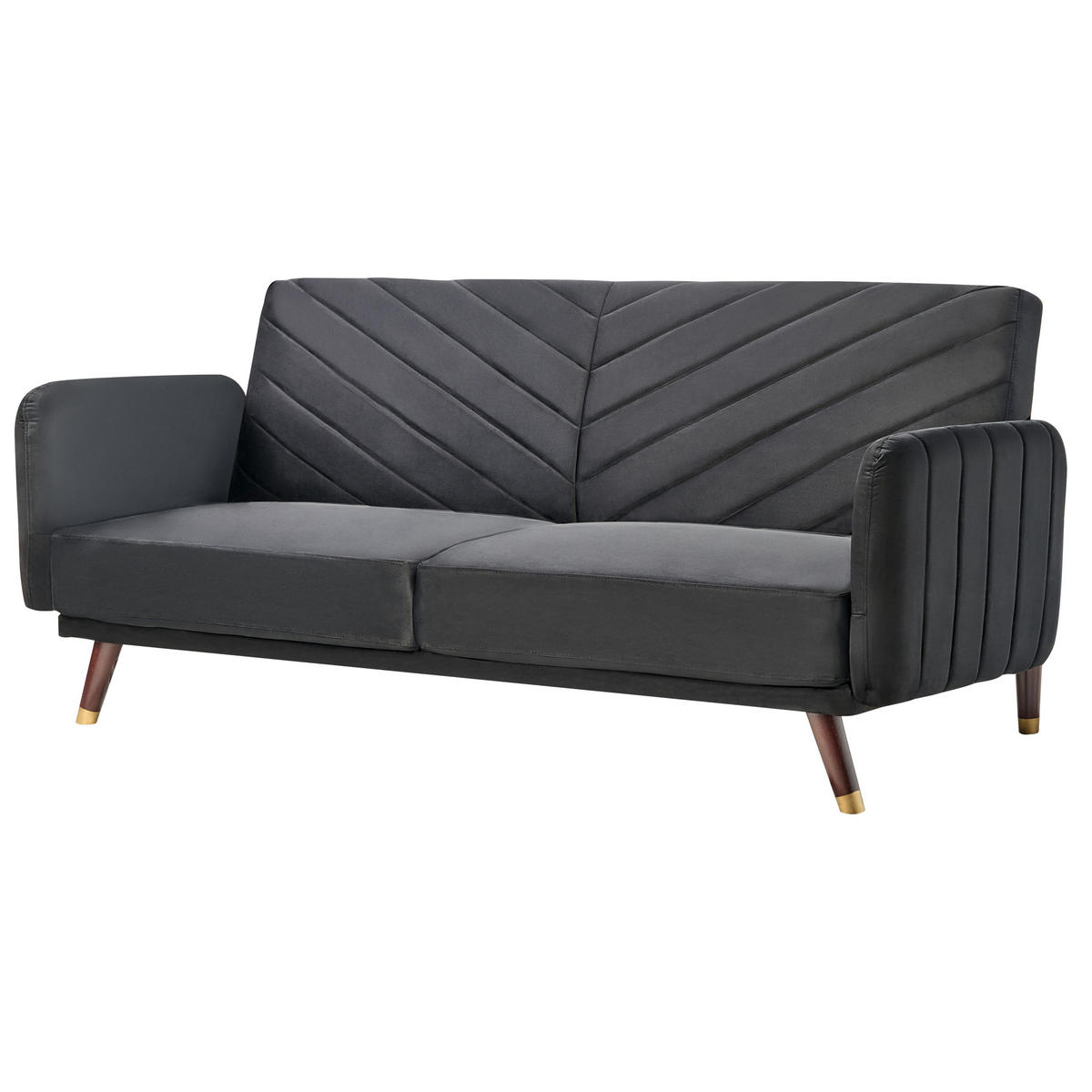 3-SITZER-SCHLAFSOFA Samtstoff Schwarz Senja - Schwarz, Textil (200/87/95cm) - Beliani