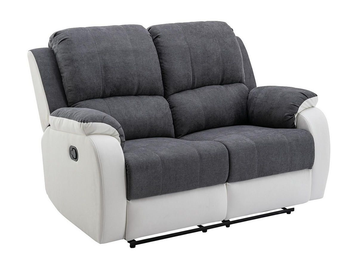 RELAXSOFA - 2 Personen - stoff - grau, weiß Brody - Weiß, Kunststoff/Textil (148/99/98cm) - Vente-Unique