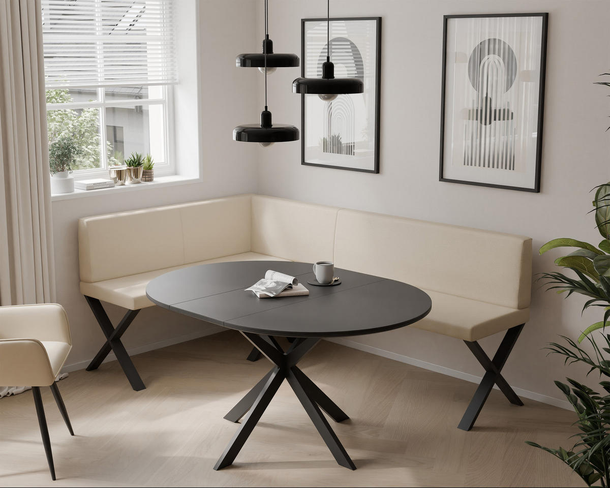 ECKBANK links VERO X Kunstleder glatt, 128/168 cm Beige - Beige, Kunststoff/Textil (128/168cm) - Idohome