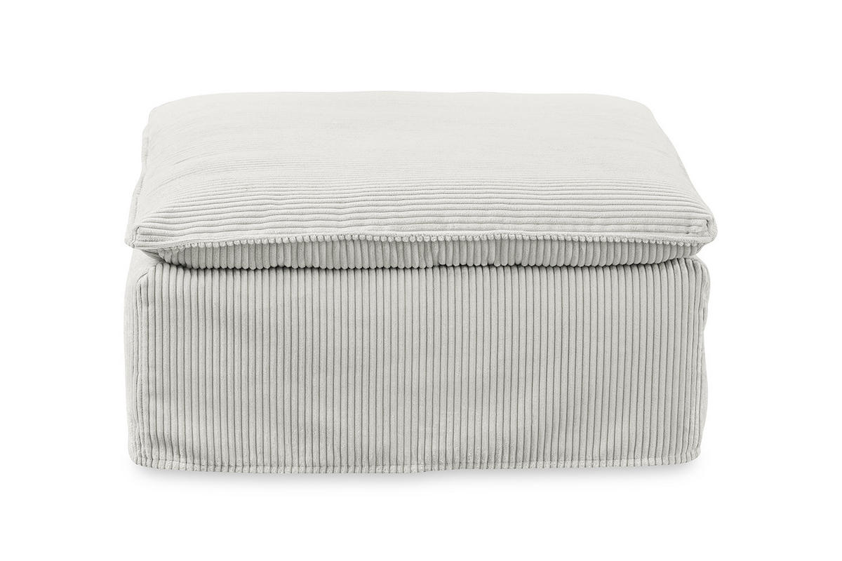 POLSTERHOCKER NETTA Hellgrau Cord - Hellgrau, Textil (90/46/90cm) - KAWOLA