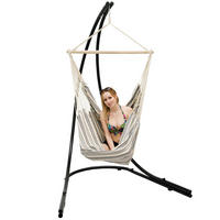 XL HÄNGESTUHL mit Gestell 210/140 cm , Sandfarben/Schwarz - Multicolor, Textil (140/210/160cm) - Amanka