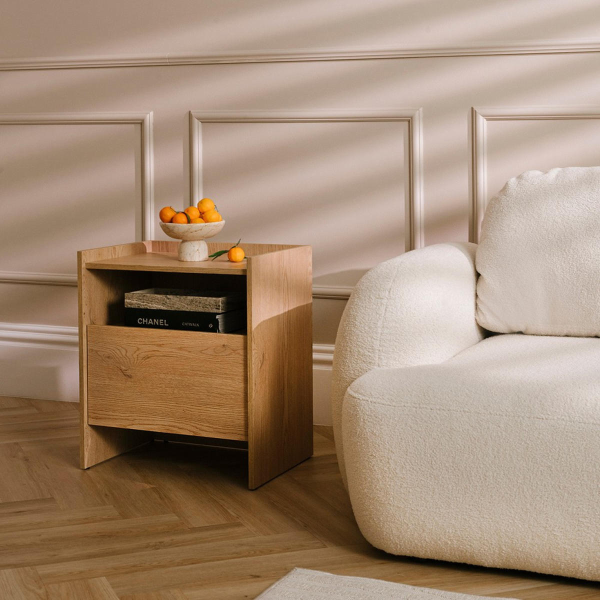 NACHTTISCH Juni mit 1 Schublade, 50 cm, eiche Cremona - Eichefarben, Holzwerkstoff (53/60/38cm) - Beautysofa