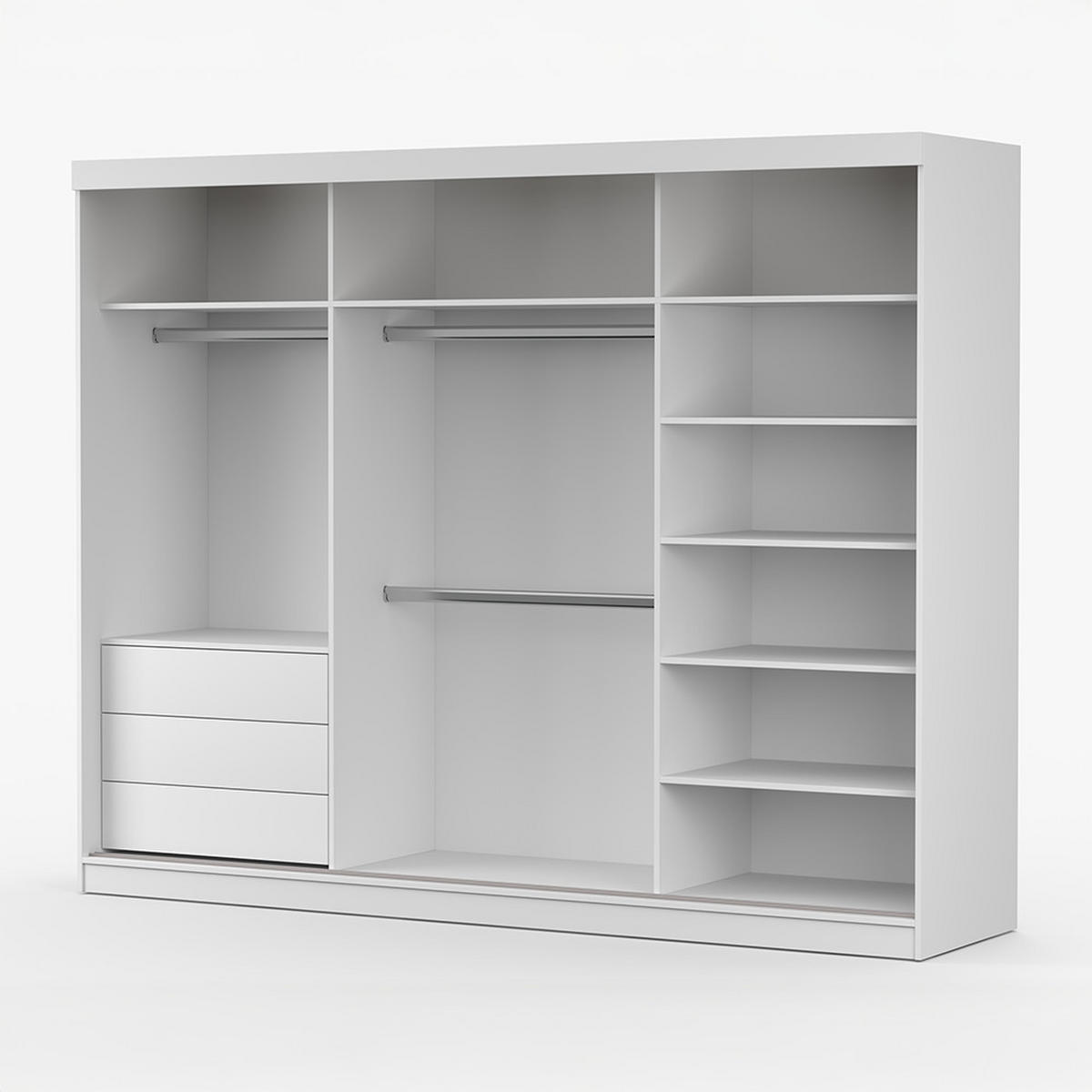 SKŘÍŇ s otočnými dveřmi Milan 250 cm 250/215/64 cm, 3dveřová, bílý - bílá, kompozitní dřevo (250/215/64cm) - imoebel24
