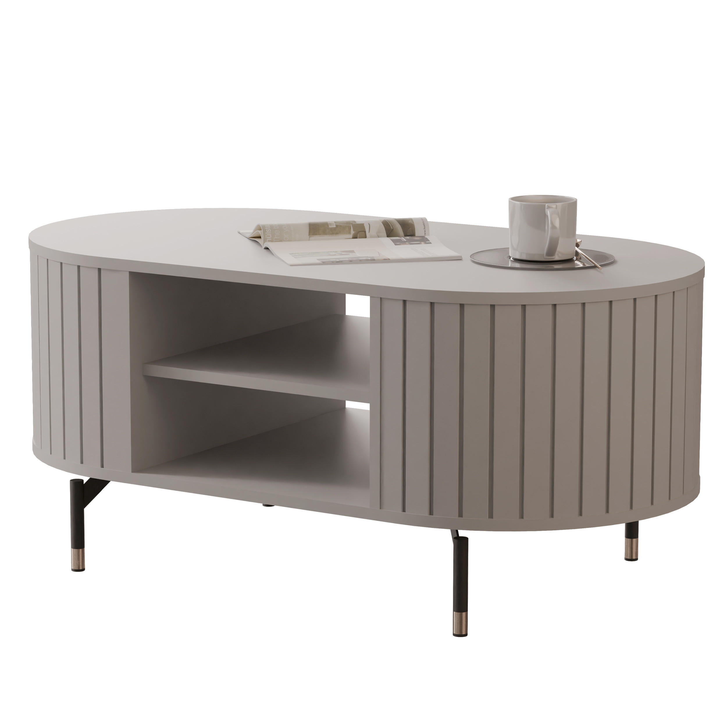 COUCHTISCH geriffelt, mit Ablage, Kaschmir - Kaschmir, Holzwerkstoff (47/104/56cm) - Idohome
