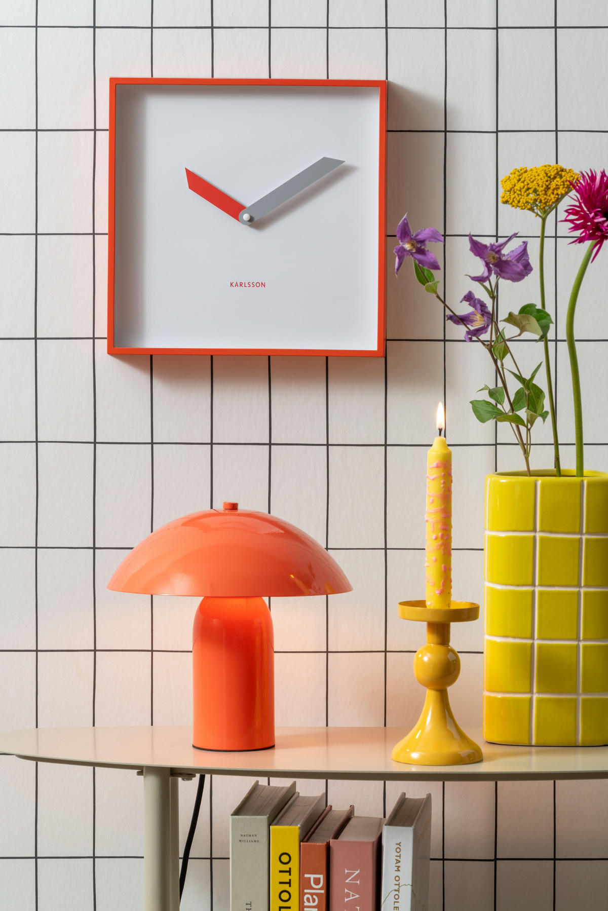 VASE Retro Tiles Triangular Medium - Gelb - 12,6/11,5/26 cm - Gelb, Stein (26cm) - Present Time