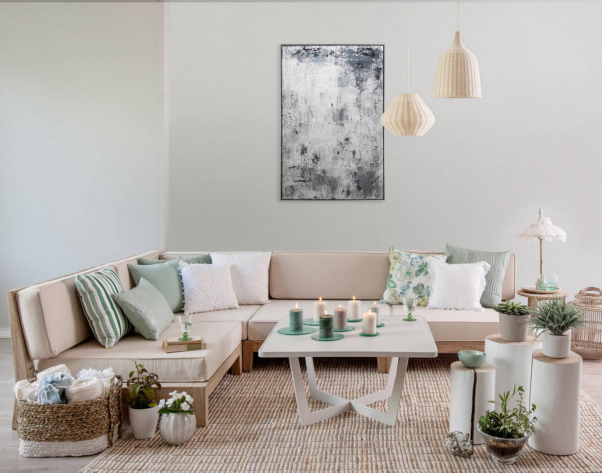 ACRYLBILD HANDGEMALT Grau 83/123 cm - Schwarz/Grau, Textil (83/123cm) - KUNSTLOFT