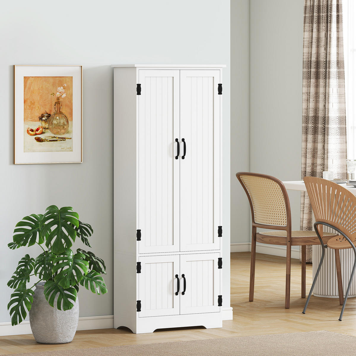 HIGHBOARD DE-11320 3 verstellbare Böden & 2 Türen Weiß - Weiß, Holzwerkstoff (30/153/60cm) - ComfortXL