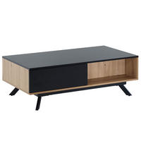 COUCHTISCH Eiche-Dekor Schwarz mit Stauraum, Wasserabweisend, 110x60x38 cm - Schwarz/Braun, Holz/Metall (60/110/38cm) - KADIMA DESIGN