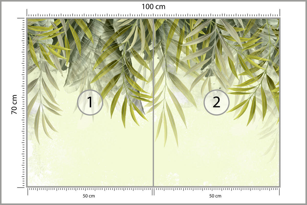FOTOTAPETA Pre Spálňu Exotické Listy Zelená Tropická 100 x 70 cm - zelená, papier (100/70cm) - Muralo