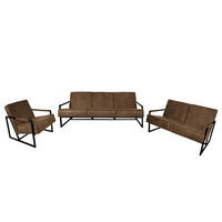 POLSTERGARNITUR (3-2-1) - Antiklederlook - Grau, Textil (1/1/1cm) - home24