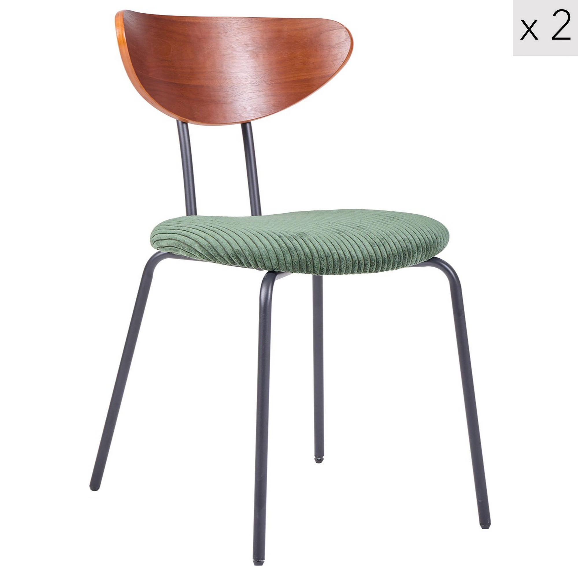 STUHL 2er-Set Stoff Grün - Grün, Textil (48.5/81/57cm) - Nordlys