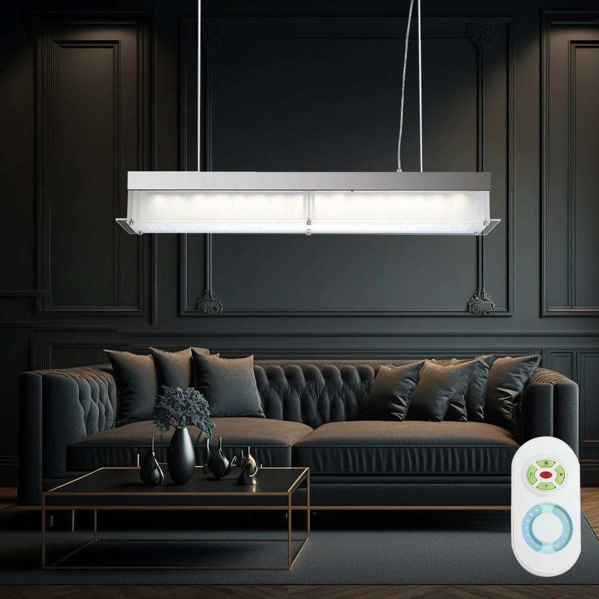 LED HÄNGELEUCHTE Chrom Silber SOKRATES - Silberfarben, Glas (80/20/93cm) - Globo Lighting