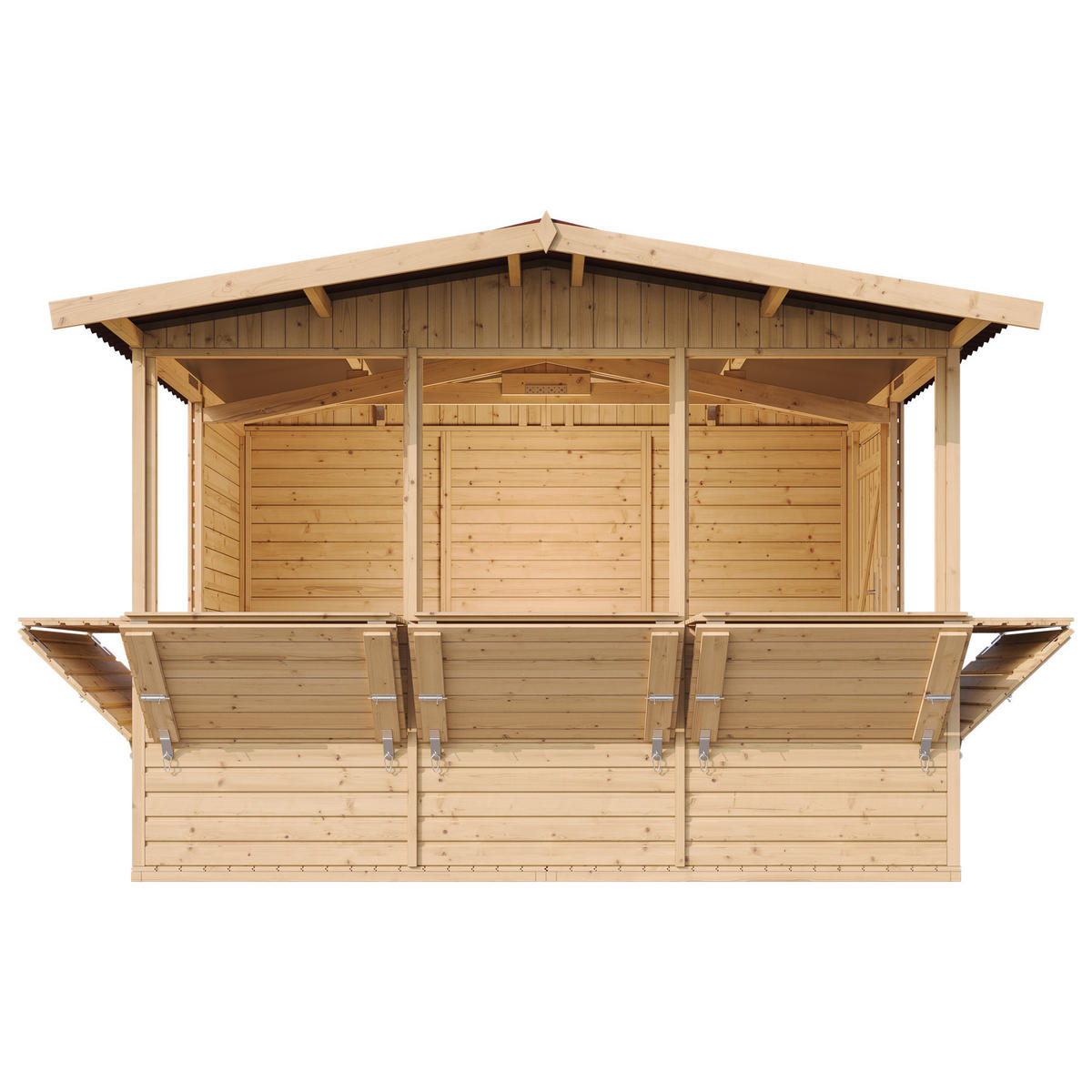 MARKTBUDE Holz, Gartenhaus, FÜNF FENSTER - 200x300/6 m2 M150B - Beige, Holz (336/232/263cm) - Timbela